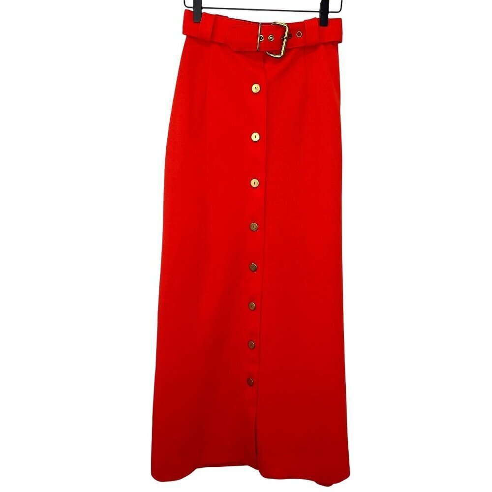 Prestige Boston Midi Pencil Skirt Union Made Size XSmall Orange Red Color 60s 70